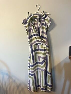 Reitmans Striped Midi Dress in Lavender and Olive